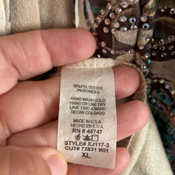 Justified Bohemian  Elegant Multicolor Patterned Righstones Details Cardigan XL - Picture 8 of 10